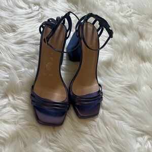 Metallic Navy Blue Women's Heels